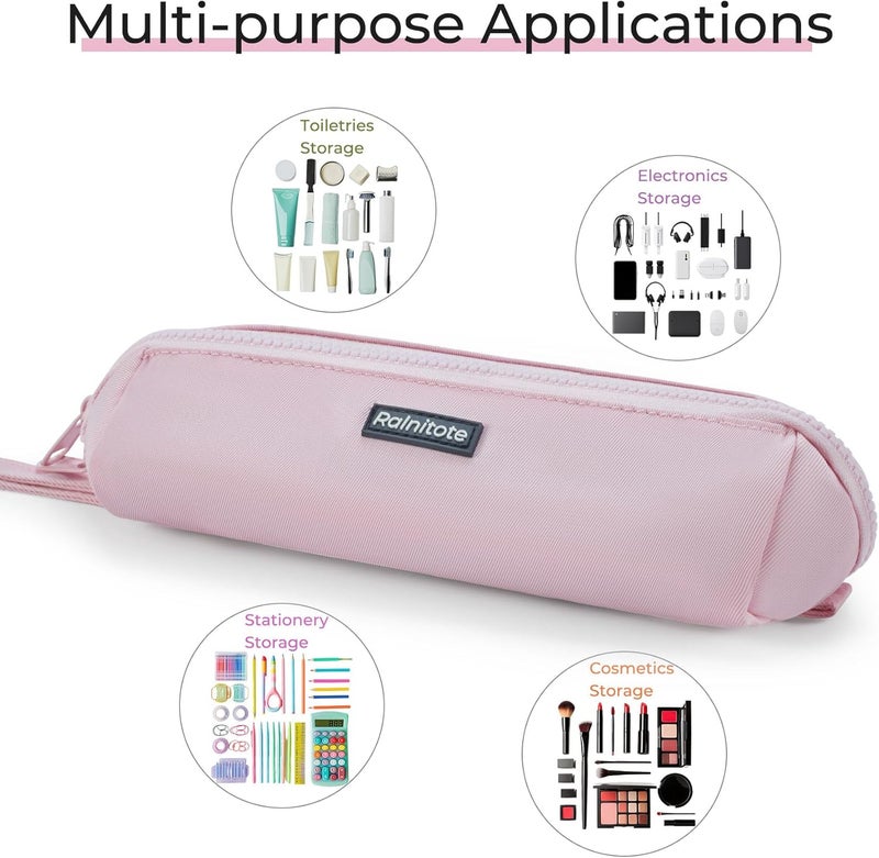Ralnitote Store Large Pencil Case with 180° Open Design, Big Capacity Pen Bag for Girls & Boys, Aesthetic & Cute Pencil Pouch for School, Office, Makeup & Tech Accessories-Pink - Image 5